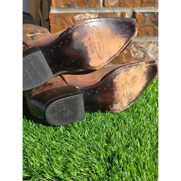 JR Dillon Brown Turquoise Embroidered Cowboy Boots Women's Size 7.5 - Picture 4 of 7